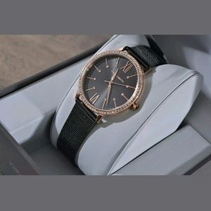 Vince Camuto Rose Tone Black Mesh Bracelet Watch